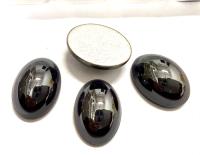 Swarovski 14x10 mm Vintage 2190 Jet Hematite Foiled Flat Back Oval Cabochon Cabs