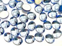 Swarovski 10x8 mm Vintage 2190 Light Sapphire Foiled Flat Back Oval Cabochon Cabs