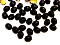 Swarovski 10x8 mm Vintage 2190 Jet Foiled Flat Back Oval Cabochon Cabs
