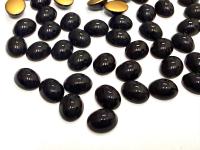 Swarovski 10x8 mm Vintage 2190 Jet Foiled Flat Back Oval Cabochon Cabs