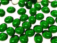 Swarovski 10x8 mm Vintage 2190 Medium Emerald Foiled Flat Back Oval Cabochon Cabs