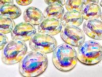 Swarovski 10x8 mm Vintage 2190 Crystal Aurore Boreale Foiled Flat Back Oval Cabochon Cabs
