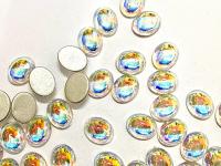 Swarovski 10x8 mm Vintage 2190 Crystal Aurore Boreale Foiled Flat Back Oval Cabochon Cabs