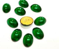 Swarovski 14x10 mm Vintage 2190 Emerald Foiled Flat Back Oval Cabochon Cabs