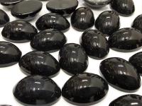 Swarovski 14x10 mm Vintage 2190 Jet Unfoiled Flat Back Oval Cabochon Cabs