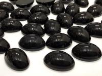Swarovski 14x10 mm Vintage 2190 Jet Unfoiled Flat Back Oval Cabochon Cabs