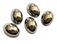 Swarovski 8x6 mm Vintage 2190 Jet Metallic Silver Foiled Flat Back Oval Cabochon Cabs