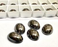 Swarovski 8x6 mm Vintage 2190 Jet Metallic Silver Foiled Flat Back Oval Cabochon Cabs