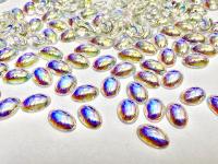 Swarovski 8x6 mm Vintage 2190 Crystal Aurore Boreale Unfoiled Flat Back Oval Cabochon Cabs