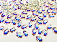 Swarovski 8x6 mm Vintage 2190 Crystal Aurore Boreale Unfoiled Flat Back Oval Cabochon Cabs
