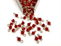 4mm Swarovski Dark Coral Red crystal dangles in Sterling Silver wire wrapped- charms- drops- jewelry making 36/72/144/432/1000Pieces