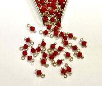 4mm Swarovski Dark Coral Red crystal dangles in Sterling Silver wire wrapped- charms- drops- jewelry making 36/72/144/432/1000Pieces