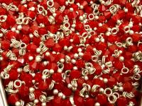 4mm Swarovski Dark Coral Red crystal dangles in Sterling Silver wire wrapped- charms- drops- jewelry making 36/72/144/432/1000Pieces