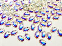 Swarovski Oval Cabochons Crystal Aurore Boreale Unfoiled 6x4mm, 2190/4 Flat Back Glass Stones