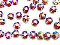 Vintage Swarovski Crystal Light Siam AB Rose Montees, 30ss Silver Plated Setting