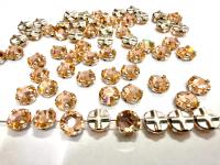 Vintage Swarovski Crystal Light Peach Rose Montees, 40ss Silver Plated Settings