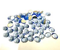 Swarovski 10x8 mm Vintage 2190 Light Sapphire Foiled Flat Back Oval Cabochon Cabs