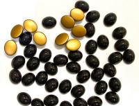 Swarovski 10x8 mm Vintage 2190 Jet Foiled Flat Back Oval Cabochon Cabs
