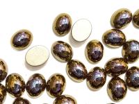 Swarovski 10x8 mm Vintage 2190 Crystal Dorado Foiled Flat Back Oval Cabochon Cabs