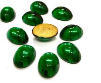 Swarovski 14x10 mm Vintage 2190 Emerald Foiled Flat Back Oval Cabochon Cabs