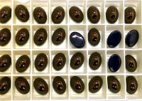Swarovski 14x10 mm Vintage 2190 Jet Nut Unfoiled Flat Back Oval Cabochon Cabs