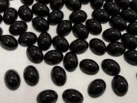 Swarovski 8x6 mm Vintage 2190 Jet Foiled Flat Back Oval Cabochon Cabs