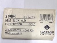 Swarovski 8x6 mm Vintage 2190 Smoked Topaz Foiled Flat Back Oval Cabochon Cabs