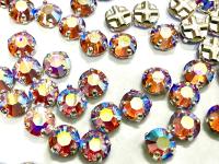 Vintage Swarovski Crystal Light Peach AB Rose Montees, 30ss Silver Plated Setting