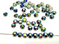 Vintage Swarovski Crystal Siam AB Rose Montees, 30ss Silver Plated Setting