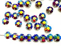 Vintage Swarovski Crystal Siam AB Rose Montees, 30ss Silver Plated Setting