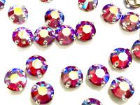 Vintage Swarovski Crystal Light Siam AB Rose Montees, 30ss Silver Plated Setting