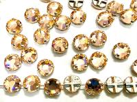 Vintage Swarovski Crystal Light Peach Rose Montees, 40ss Silver Plated Settings