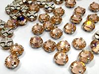 Vintage Swarovski Crystal Light Peach Rose Montees, 40ss Silver Plated Settings