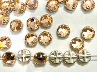Vintage Swarovski Crystal Light Peach Rose Montees, 40ss Silver Plated Settings