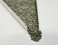 Patina Matt Opaque Grey Aurore Boreale Charlotte Cut Beads, 11/0 Size