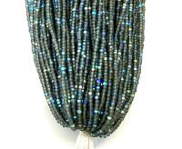 Charlotte Cut Seed Beads 11/0, Patina Matt Black Diamond Aurore Boreale