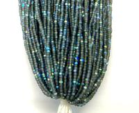 Charlotte Cut Seed Beads 11/0, Patina Matt Black Diamond Aurore Boreale