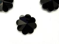 14mm Vintage Swarovski Crystal Flower, Jet , unfoiled Flat Back