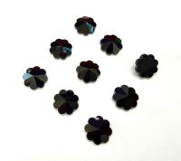 14mm Vintage Swarovski Crystal Flower, Jet , unfoiled Flat Back