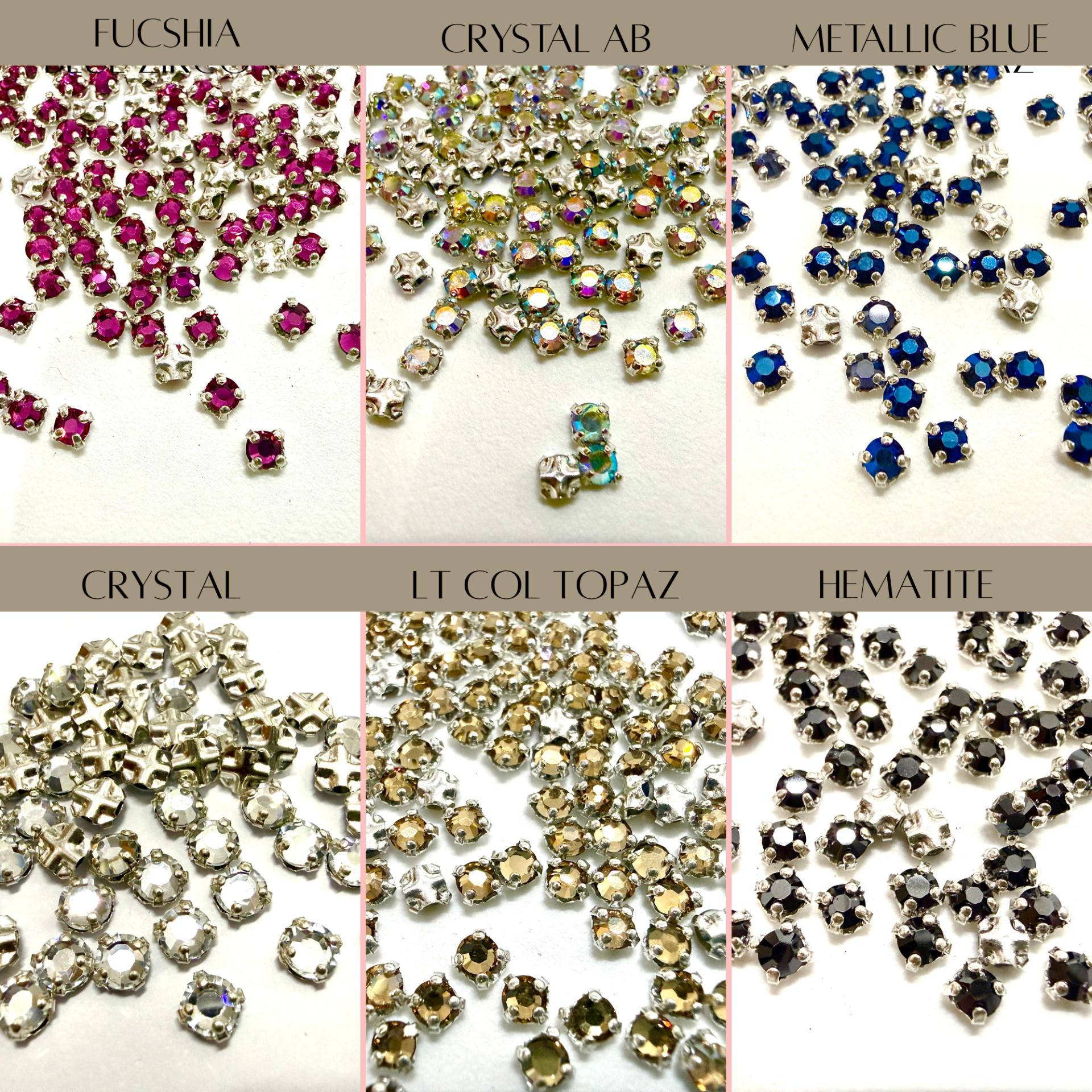 10ss Clear Flatback Swarovski Rose Montees, 2.8mm Silver Plated Mounted Rose Montees, in colors, sewon, embroidery materials, wedding deco