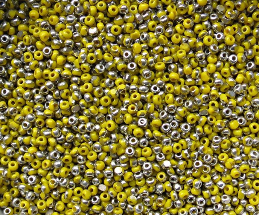 11/0 Charlotte true Cut Beads Patina Opaque Yellow Silver 10/20/50/250/500 Grams PREMIUM SEED Beads