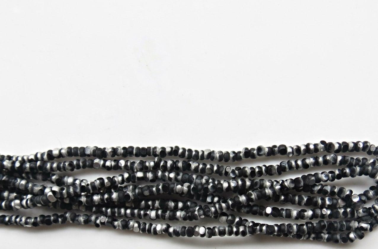 11/0 Charlotte true Cut Beads Patina Frosted Jet Black Silver 10/20/50/250/500 Grams 1300 Pieces loose beads, embroidery materials, vintage