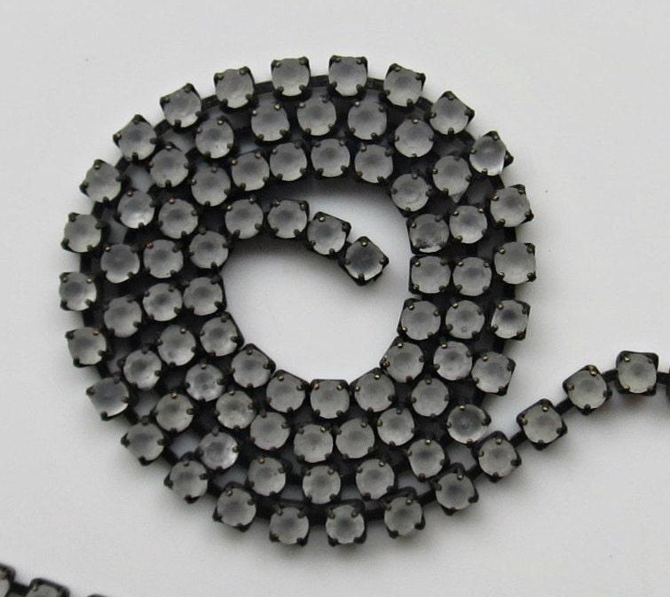 16 SS Rhinestone Chain Vintage Glass Crystal Frosted Antique Black Plated 4mm 1/2/5/15 Meters , decoration, antique