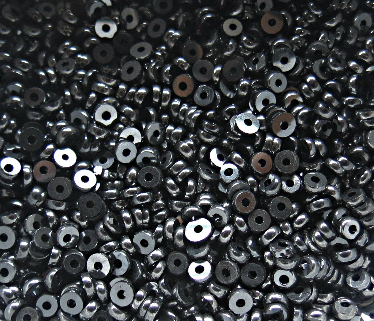 5MM Glass Sequins High Glaze Jet Hematite 5/10/20 Grams