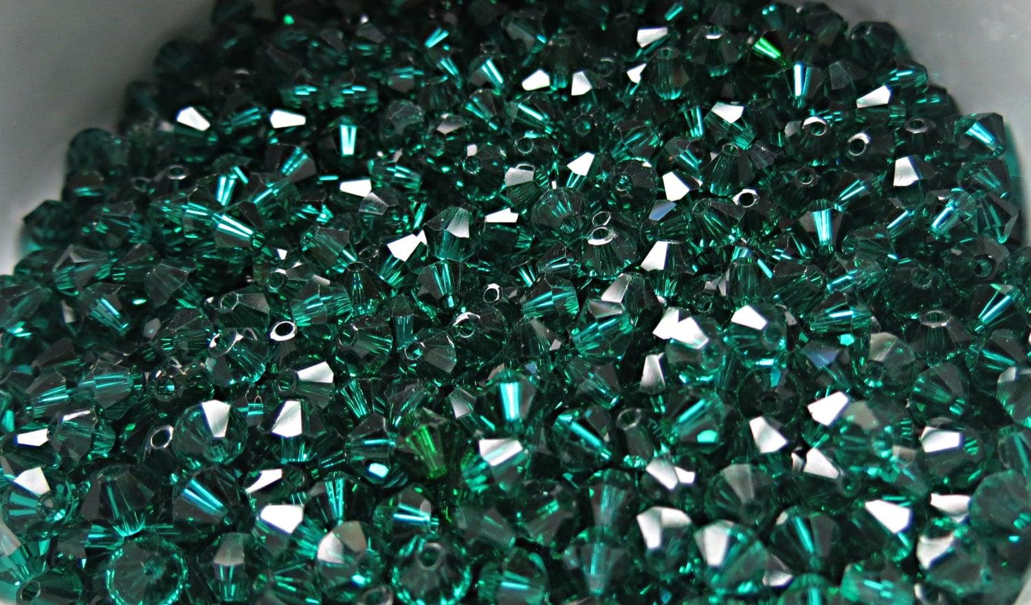 Emerald Swarovski Bicone (4mm) beads 36/72/144/432/720 Pieces Made in Austria jewelry making beads, craft supplies, embellishments, vintage