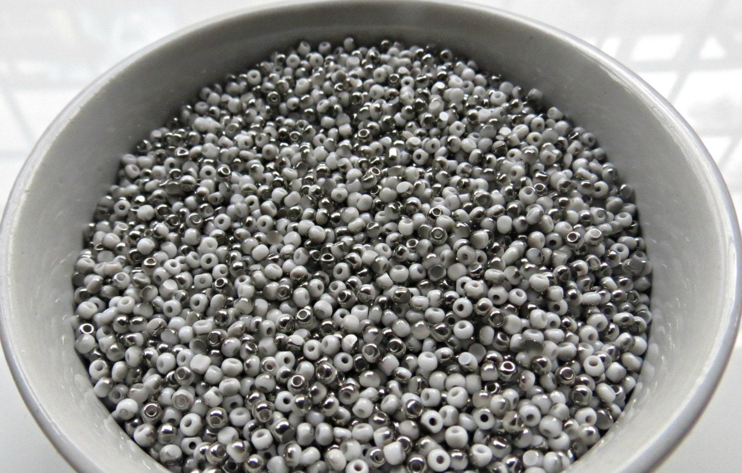 8/0 Charlotte Cut Beads Patina Opaque Chalk White Gunmetal 10/20/50/250/500 Grams glass beads, jewelry supply, vintage findings craft supply