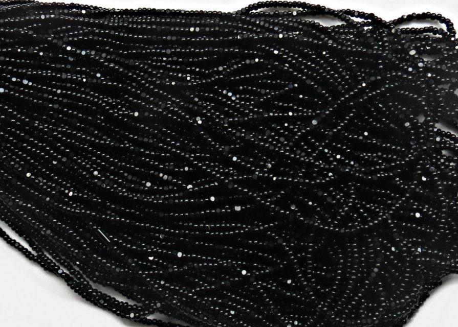 13/0 Charlotte True Cut Beads Jet Black Hanks 1/5/25/50/100 Hanks 1.6mm glass beads, jewelry supply, findings, craft supply, vintage rare