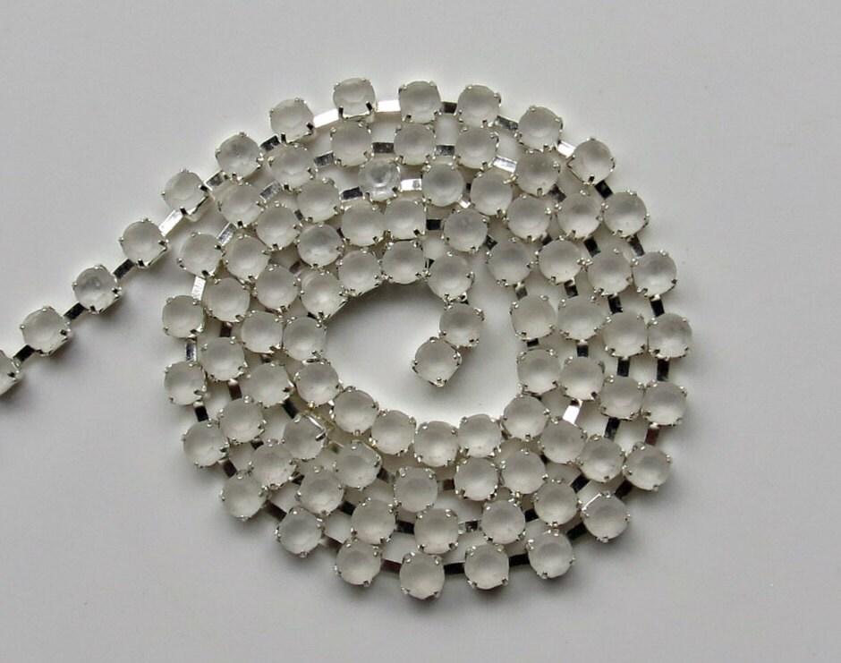16 SS Rhinestone Chain Vintage Glass Crystal Frosted Silver Plated 4mm 1/2/5/15 Meters embroidery materials, craft findings, embellishments