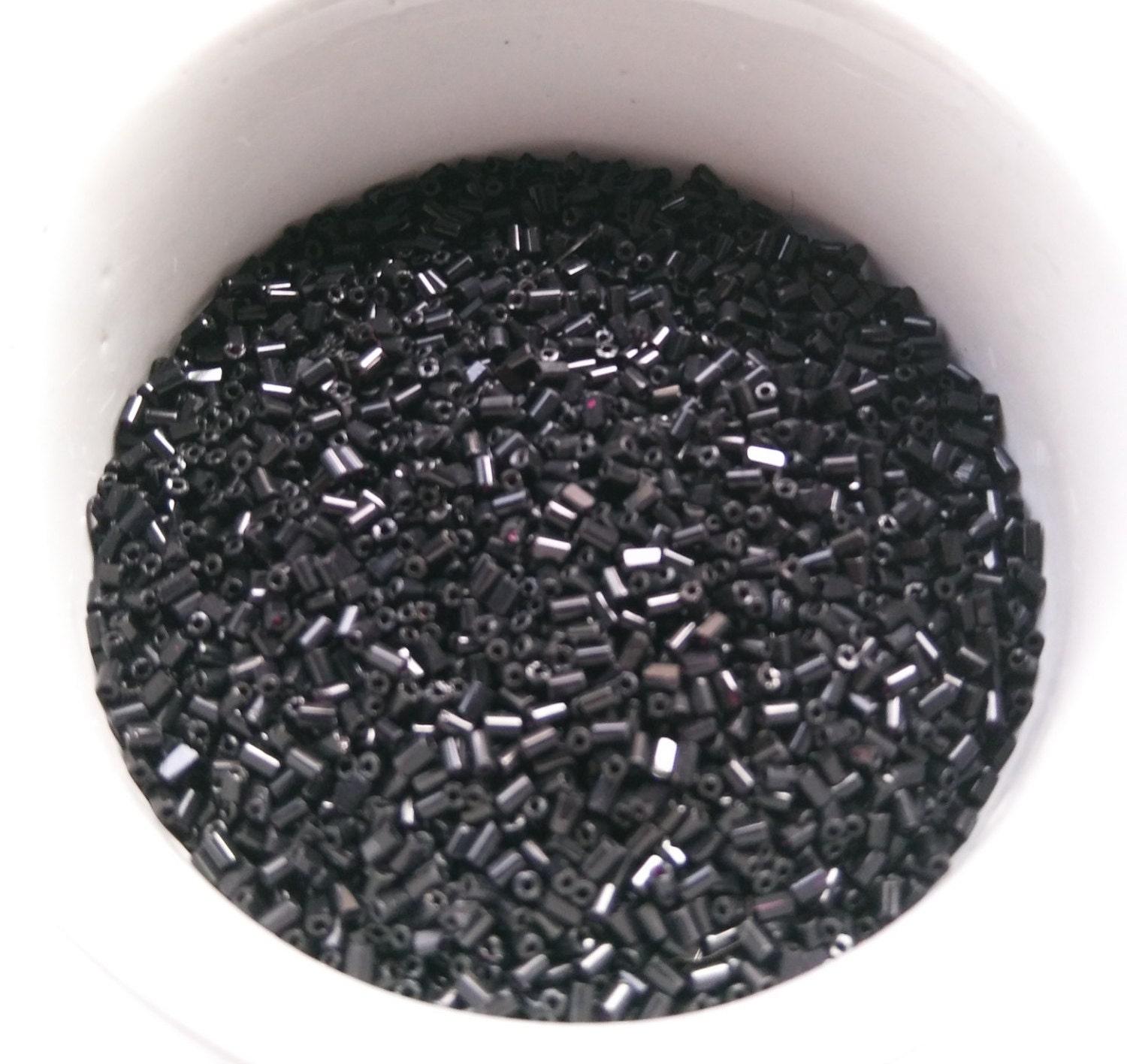 True Cuts Size 1 (2x2mm) Bugle Beads 5/10/20/50/250/500 Grams Jet Black Preciosa Ornella loose tube beads, embroidery materials craft supply