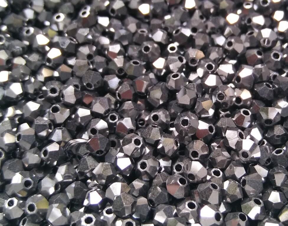Swarovski Bicone (4mm) Metallic Gunmetal FC 2X crystal Beads 36/72/144/432/720  Pieces embroidery materials / couture embellishments